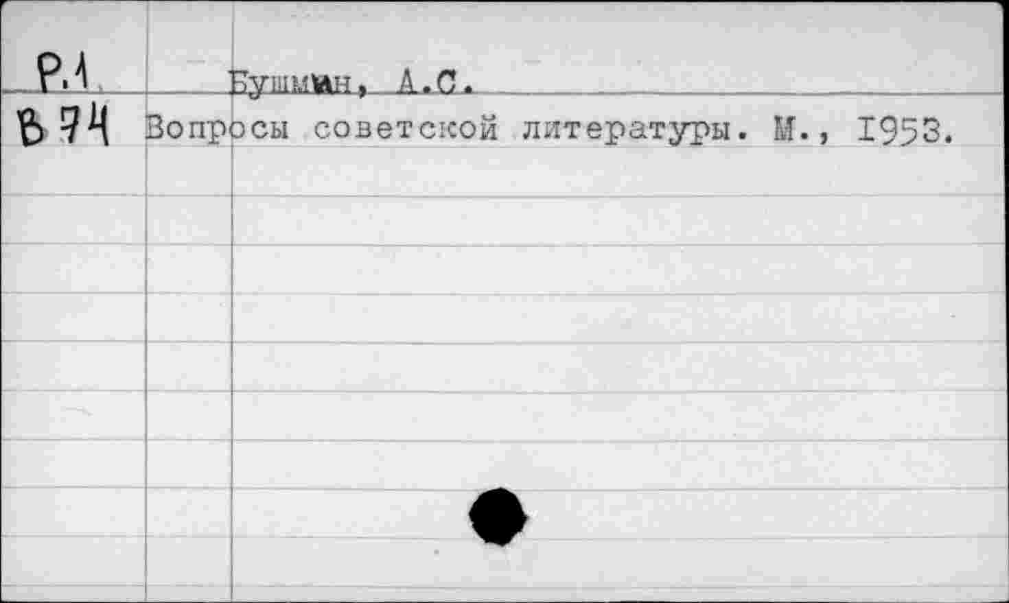 ﻿Р.А, Кушманг Л.П._____________
Вопросы советской литературы. М., 1953.